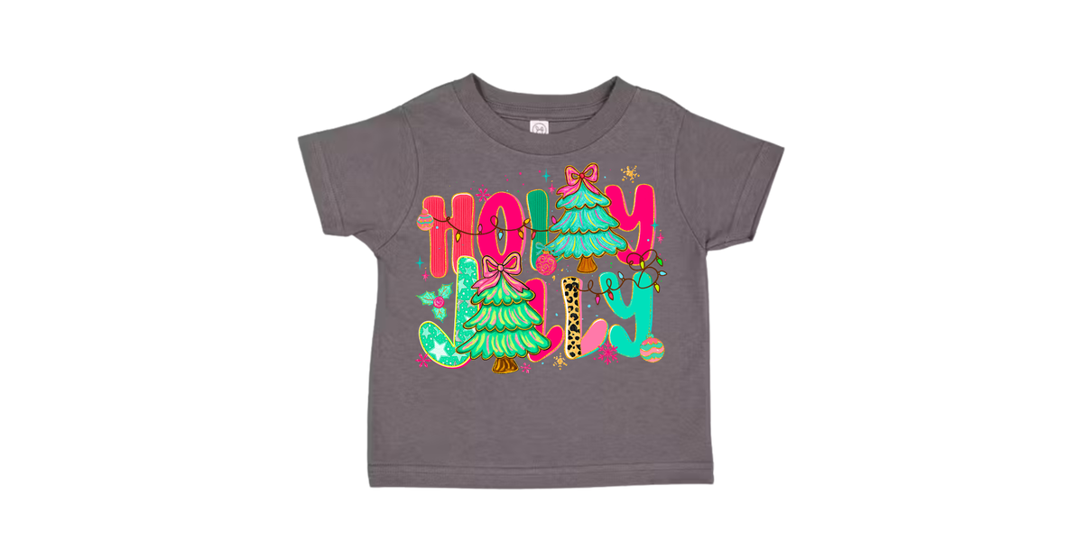 Girls Christmas Shirt Holly Jolly