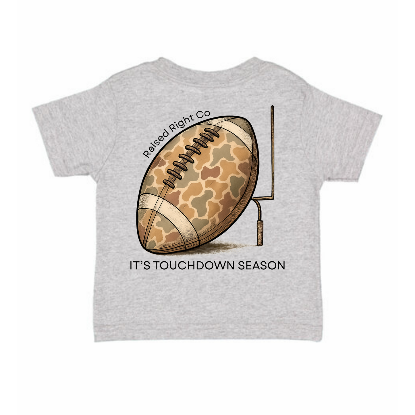 ITS TOUCHDOWN SEASON BOY FOOTBALL SHIRT-RAISED RIGHT CO