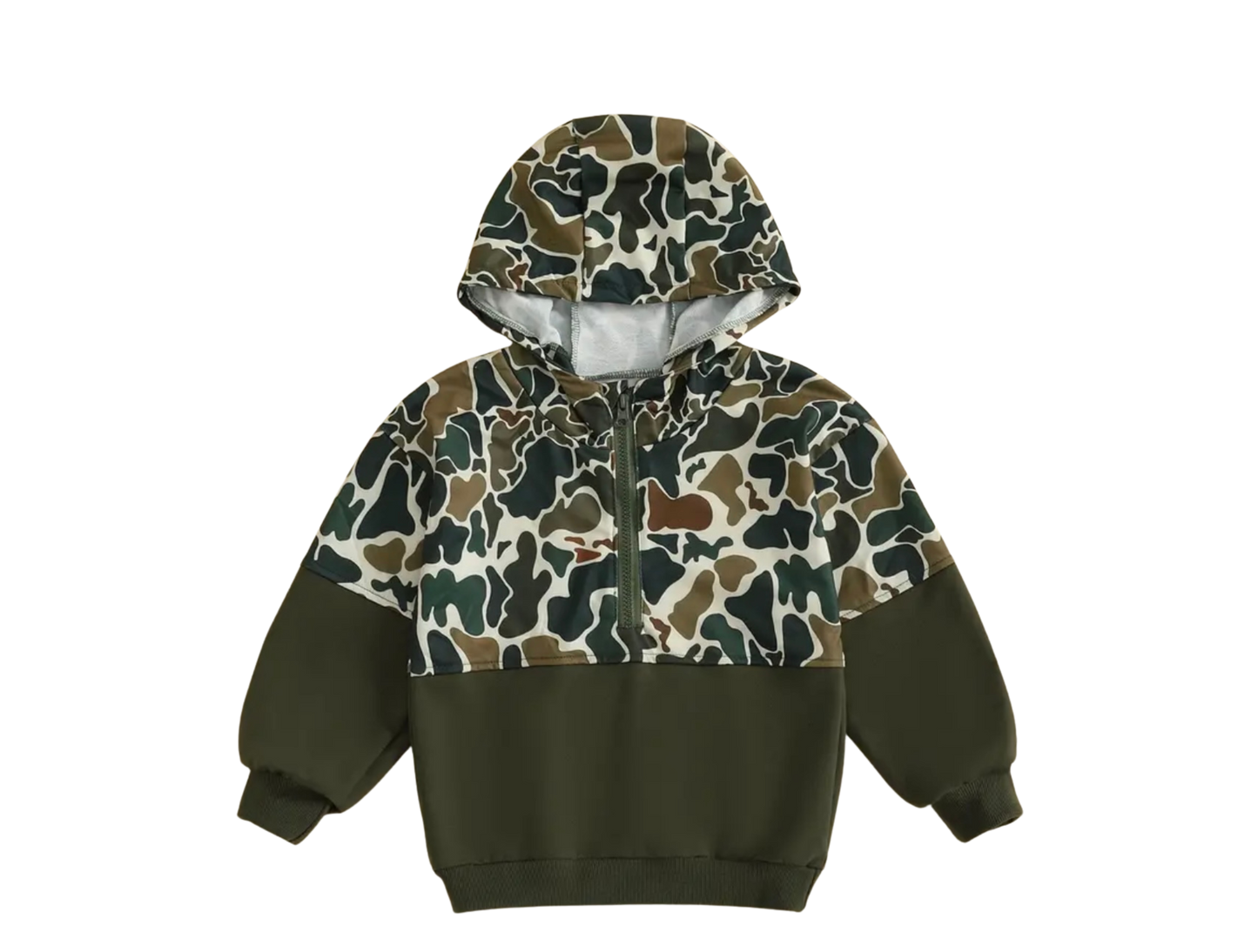 PREORDER: Camo Toddler Half Zip Hooded Sweatshirt
