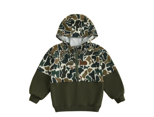 PREORDER: Camo Toddler Half Zip Hooded Sweatshirt