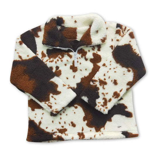 Cow Print Fuzzy Jacket